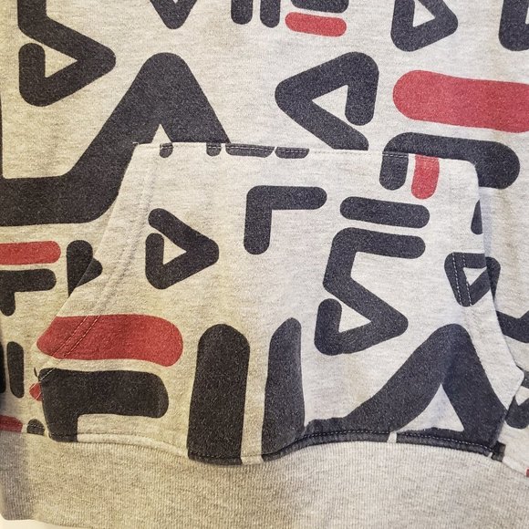 Fila Boy's Navy Red Heather Grey FILA Hoodie Sweatshirt - Size: L or 10/12 - Picture 2 of 8